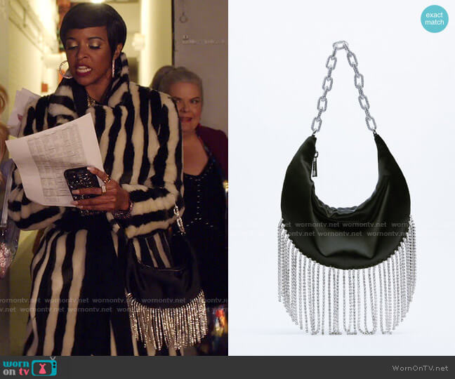 Zara Shiny Satin Shoulder Bag worn by Wickie Roy (Renée Elise Goldsberry) on Girls5eva