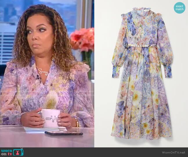 Zimmermann Rhythmic Smocked Midi Dress worn by Sunny Hostin on The View