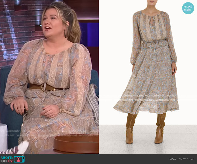 Zimmermann Paisley Print Dress worn by Kelly Clarkson on The Kelly Clarkson Show