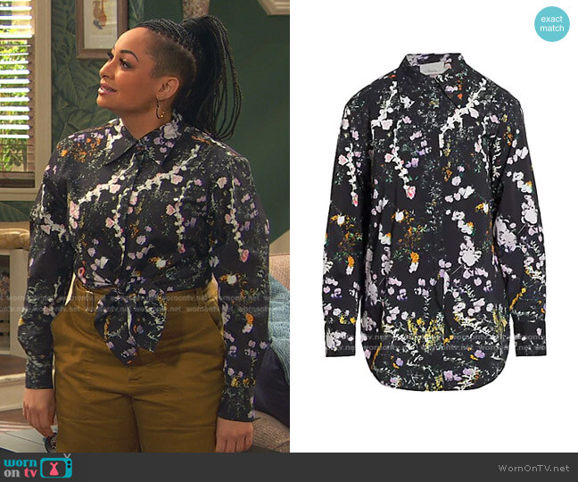 3.1 Phillip Lim Floral Poplin Shirt worn by Raven Baxter (Raven-Symoné) on Ravens Home