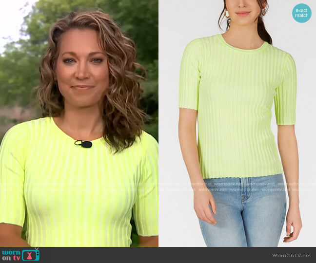 525 America Ribbed Knit Top worn by Ginger Zee on Good Morning America