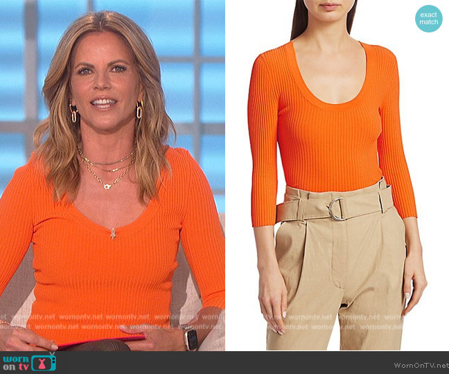 A.L.C. Brandon Rib-Knit Top worn by Natalie Morales on The Talk