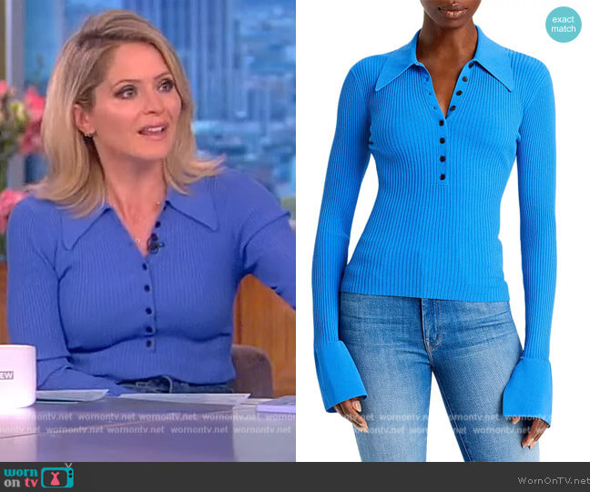 A.L.C. Eleanor Ribbed Polo Sweater worn by Sara Haines on The View
