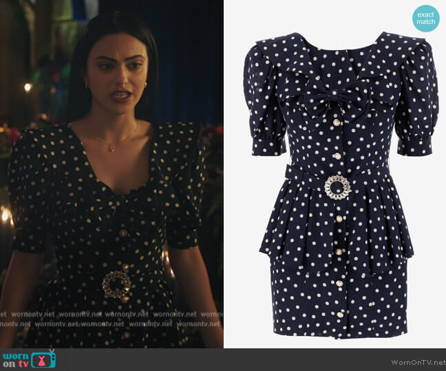 Alessandra Rich Polka Dot Mini Silk Dress worn by Veronica Lodge (Camila Mendes) on Riverdale