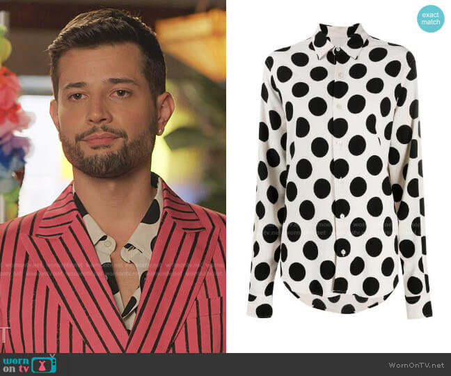 Ami Paris Polka-Dot Long-Sleeved shirt worn by Sam Flores (Rafael de la Fuente) on Dynasty