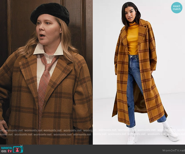 ASOS Curve balloon sleeve check coat