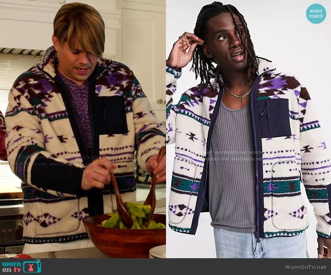ASOS Design Borg Walker Jacket in Aztec Print