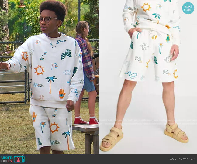 Asos Oversized Matching Jersey Shorts worn by Noah Lambert (Israel Johnson) on Bunkd