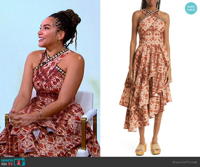 Autumn Adeigbo Signy Tiered Asymmetric Hem Dress