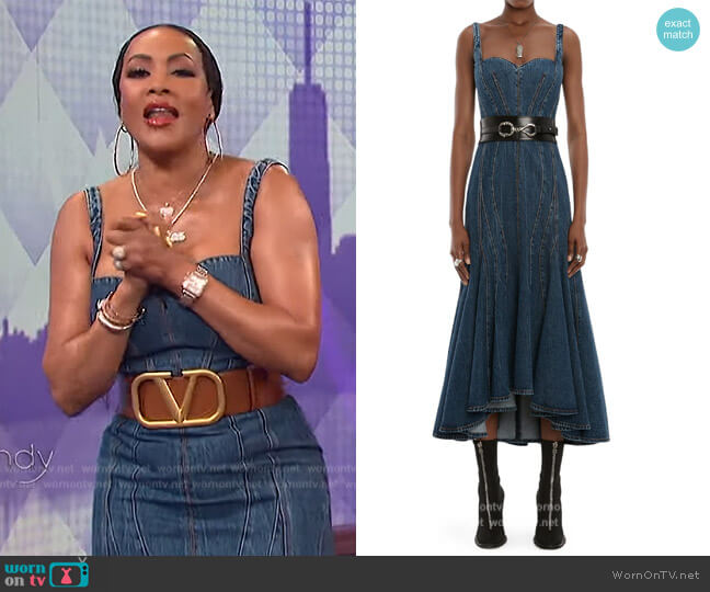 Alexander McQueen High-Low Denim Dress