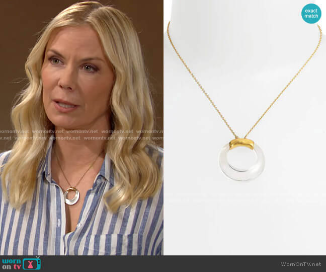 Alexis Bittar Lucite® Clear Open Circle Pendant Necklace worn by Brooke Logan (Katherine Kelly Lang) on The Bold and the Beautiful