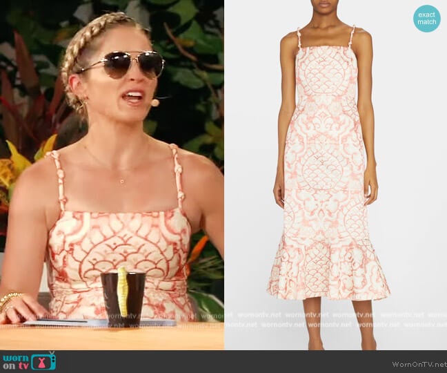 Alexis Nolana Abstract Printed Fit-And-Flare Belted Midi Dress worn by Sara Haines on The View