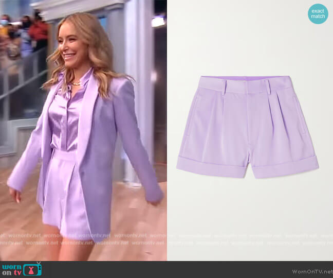Alice + Olivia Conry pleated duchesse-satin shorts