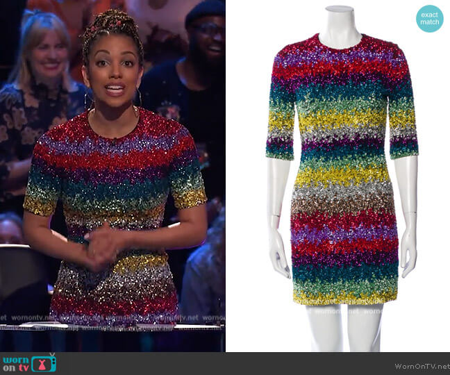 Alice + Olivia Nylon Mini Dress worn by Corinne Foxx on Beat Shazam