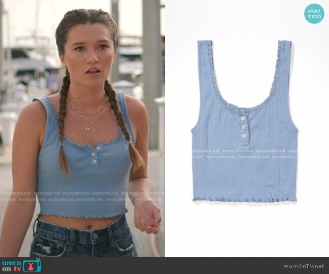 American Eagle Henley Crop Tank Top