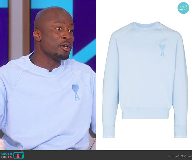 AMI Paris Ami de Coeur sweatshirt worn by Akbar Gbajabiamila on The Talk