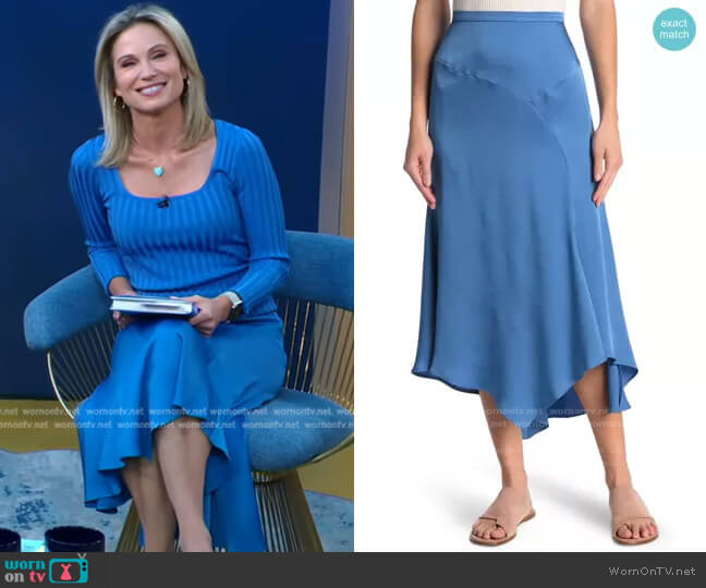 Veronica Beard Autumn Asymmetrical Hem Skirt worn by Amy Robach on Good Morning America