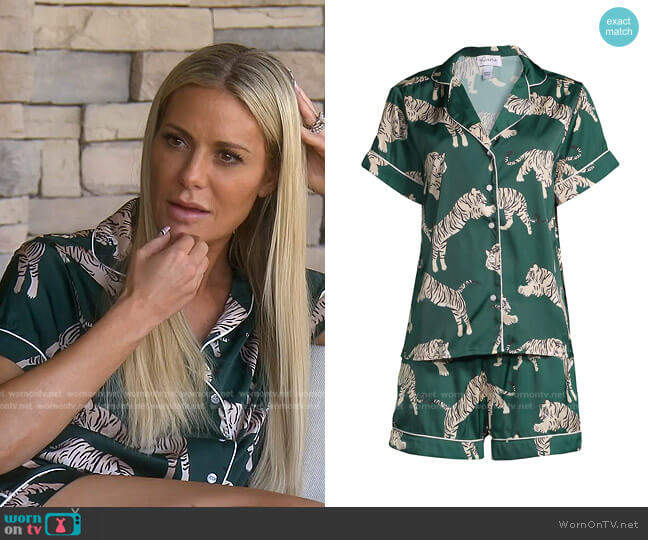 Averie Sleep Two-Piece Tiger Print Shorts Pajama Set worn by Dorit Kemsley on The Real Housewives of Beverly Hills