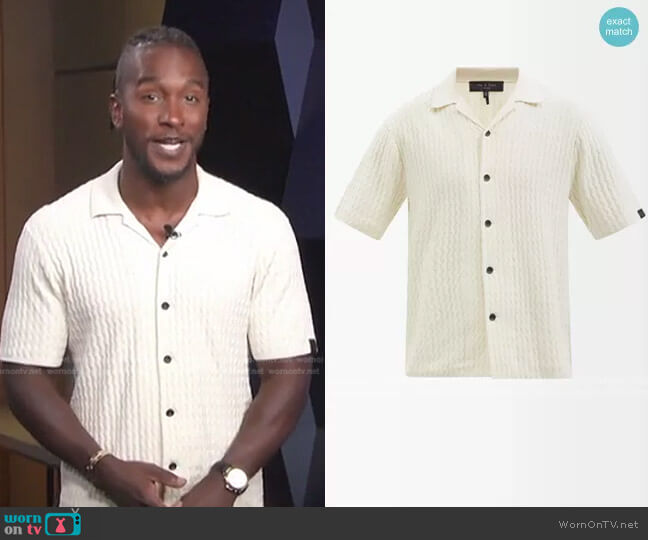 Rag & Bone Avery Short-Sleeved Ribbed Organic-Cotton Shirt worn by Scott Evans on Access Hollywood
