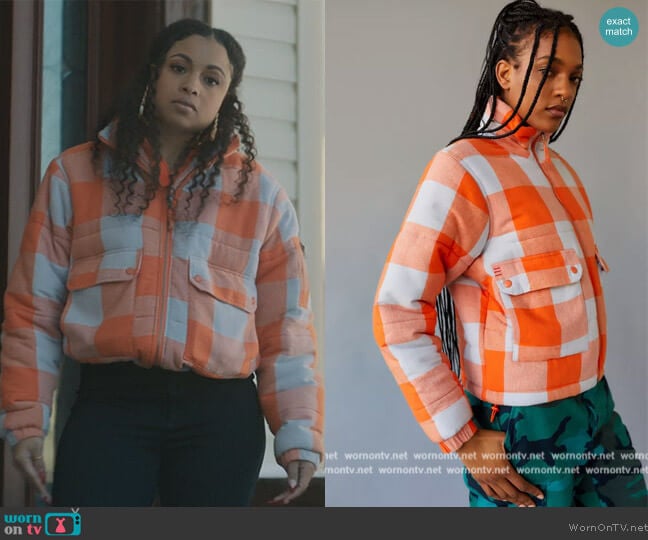 BDG BDG Flannel Puffer Jacket worn by Tiffany (Hannaha Hall) on The Chi