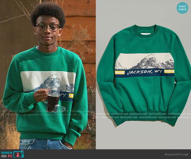 BDG Snowy Inset Crew Neck Sweatshirt worn by Noah Lambert (Israel Johnson) on Bunkd