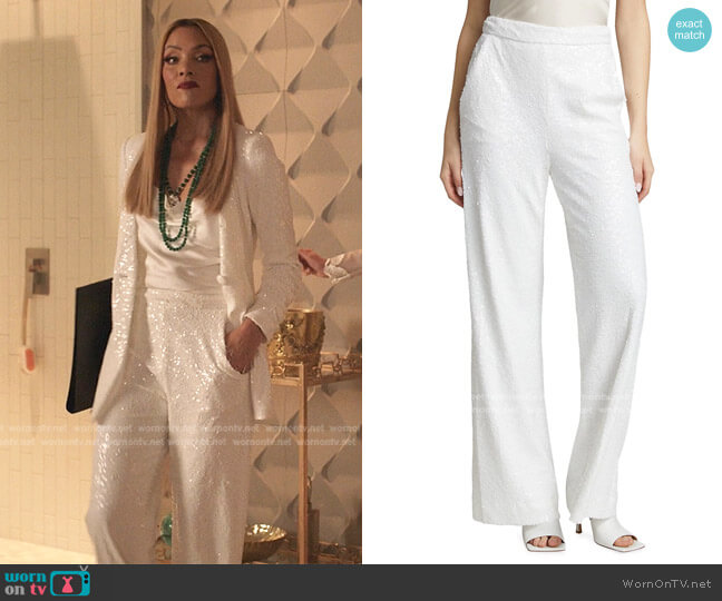 Badgley Mischka Sequined Wide-Leg Pants worn by Dominique Deveraux (Michael Michele) on Dynasty