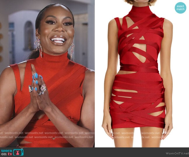 Balmain Cutout Bandage Knit Minidress worn by Sanya Richards-Ross on The Real Housewives of Atlanta