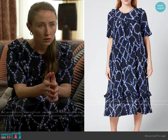 Baum Und Pferdgarten Ailing Dress in Blue Rope worn by Becky Green (Erin Doherty) on Chloe
