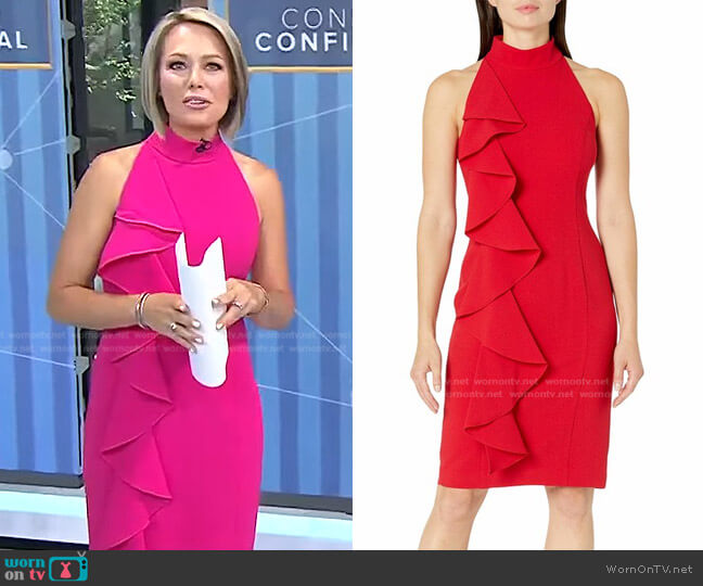 Eliza J Bodycon Halter Dress with Ruffle Detail worn by Dylan Dreyer on Today