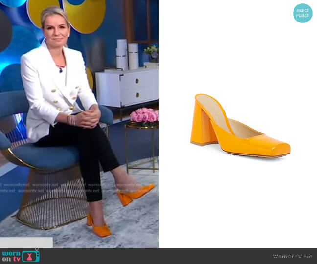 Bottega Veneta Patent Leather Mules worn by Dr. Jennifer Ashton on Good Morning America