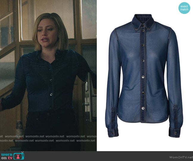 Burberry Burberry Sheer Button-Up Shirt worn by Betty Cooper (Lili Reinhart) on Riverdale