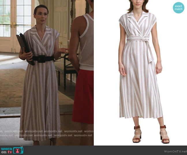 Calvin Klein Striped Collared Maxi Dress