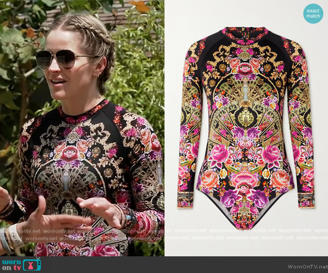 Camilla Embellished printed stretch-ECONYL swimsuit worn by Sara Haines on The View