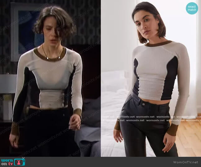 Out From Under Cara Seamed Long Sleeve Top worn by Sarah Horton (Linsey Godfrey) on Days of our Lives