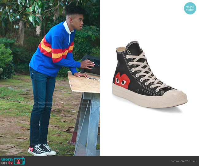 CdG PLAY x Converse Chuck Taylor All Star High-Top Sneakers worn by Ben Wheeler (Jonas Dylan Allen) on First Kill