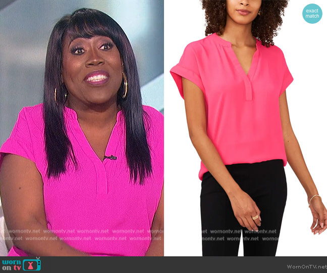 Chaus Split Neck Georgette Blouse worn by Sheryl Underwood on The Talk