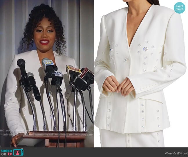 Christopher John Rogers Swarovski Crystal-Embellished Jacket worn by Lola Carmichael (Simone Missick) on All Rise