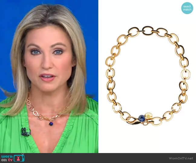 Jane Win Chunky Link Chain with Lapis Bead worn by Amy Robach on Good Morning America