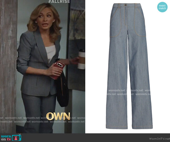 Cinq a Sept Paco Wide-Leg Pants worn by Amy Quinn (Lindsey Gort) on All Rise