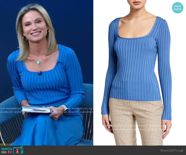 Veronica Beard Clara Scoop-Neck Sweater worn by Amy Robach on Good Morning America