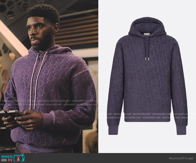 Dior Oblique Hooded Sweatshirt Purple worn by Tom Swift (Tian Richards) on Tom Swift
