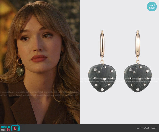 Dannijo Huggie Resin Drop Earrings worn by Kirby Anders (Maddison Brown) on Dynasty