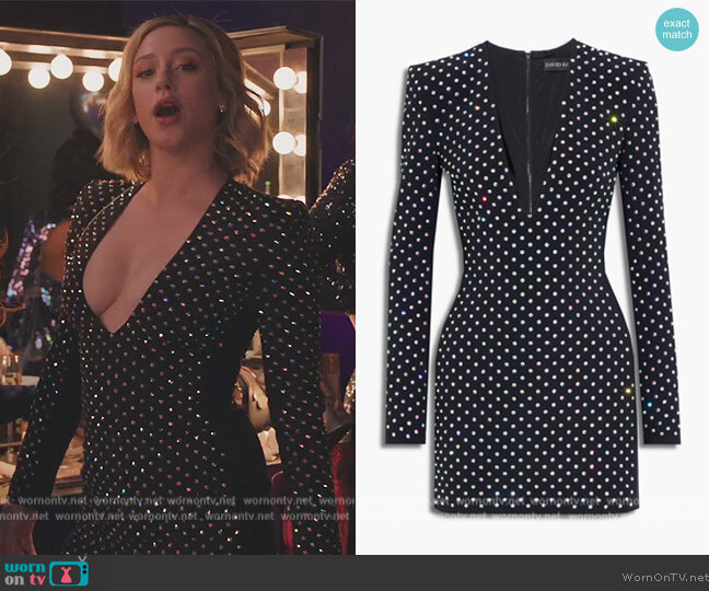 David Koma Crystal-embellished cady mini dress worn by Betty Cooper (Lili Reinhart) on Riverdale