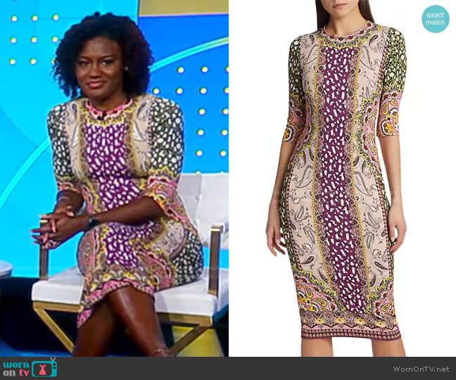 Alice + Olivia Delora Knit Bodycon Dress worn by Janai Norman on Good Morning America