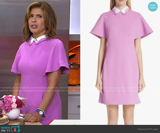 Lela Rose Detachable Embroidered Collar Tunic Dress worn by Hoda Kotb on Today