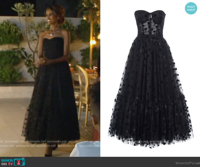 Dolce & Gabbana Flocked Polka-Dot Tulle Strapless Cocktail Dress worn by Chanel Ayan (Chanel Ayan) on The Real Housewives of Dubai