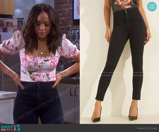 Guess Eco Shape-Up Corset Skinny Jeans worn by Lani Price (Sal Stowers) on Days of our Lives
