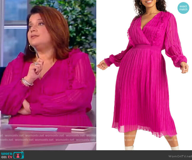 Eloquii Pleated Long Sleeve Dress worn by Ana Navarro on The View