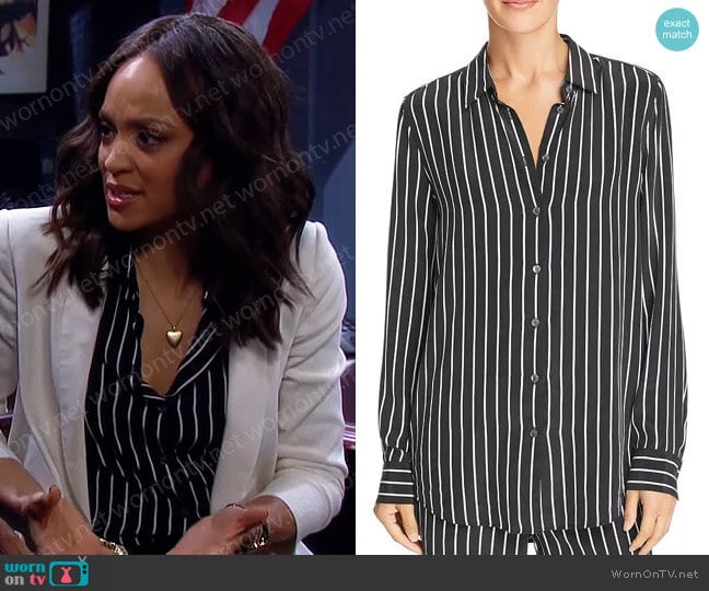 Equipment Essential Striped Silk Shirt worn by Lani Price (Sal Stowers) on Days of our Lives