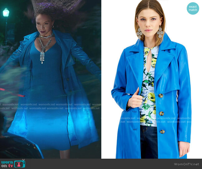 INC International Concepts Faux-Leather Trench Coat